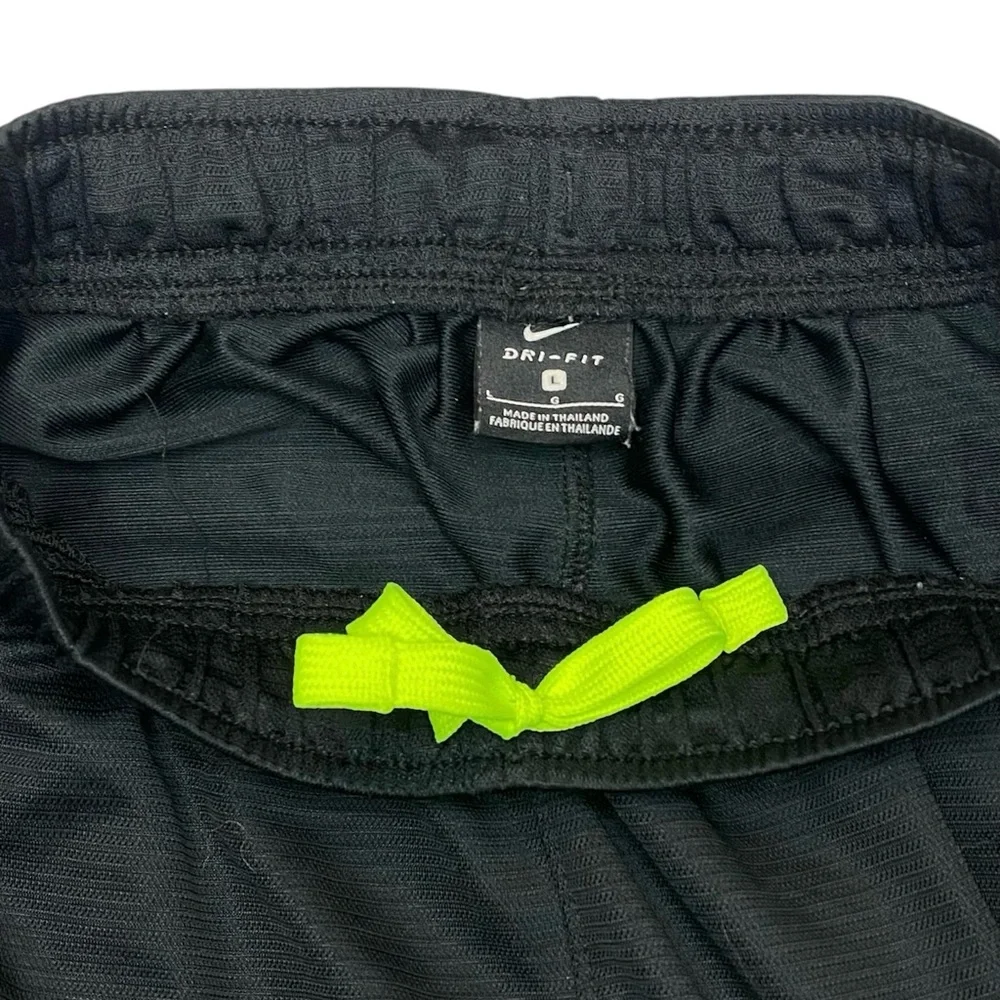 Nike Youth Athletic Dri Fit Black Neon Green Athletic Basketball‎ Shorts Sz L